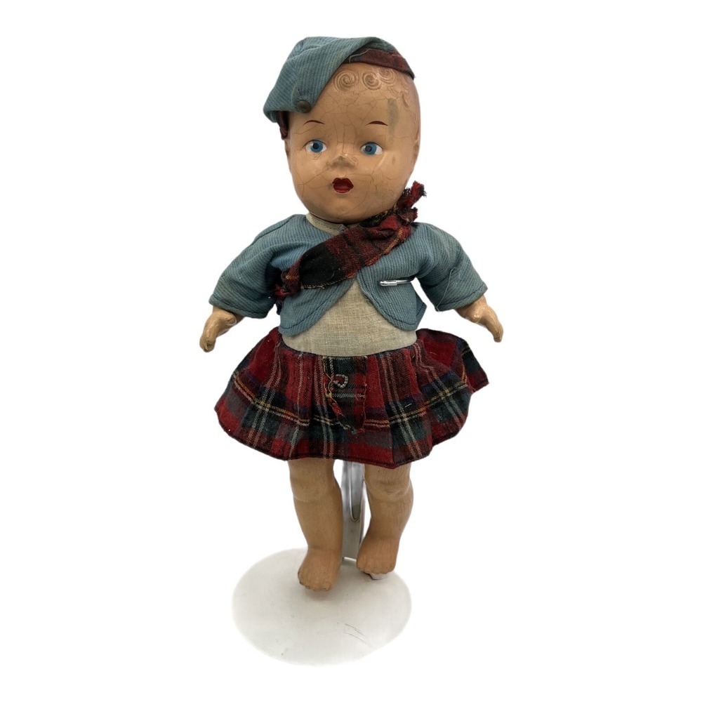 Antique Reliable Doll‎ Highland Laddie Made In Canada Scottish Boy With Stand